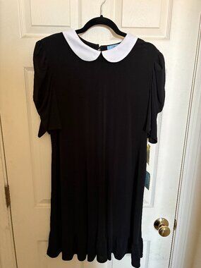 CeCe Collared Crepe Shift Dress in Black Size XL (NWT)